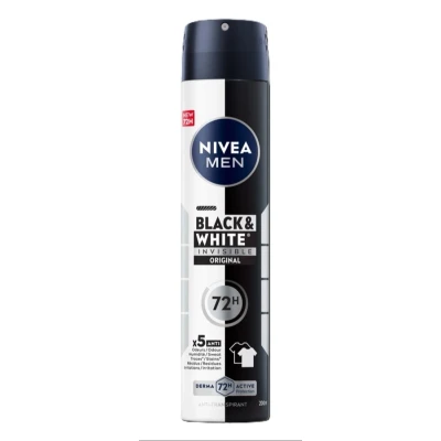 Afbeelding van NIVEA MEN Black &amp; White Invisible Deo Spray (1 x 200 ml), deodorant voor heren, anti witte en gele strepen, transpirant okselbescherming, 72 uur