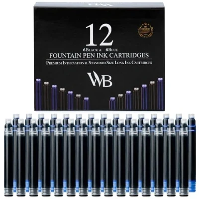 Afbeelding van 12 stuks inktcartridges zwart en blauw