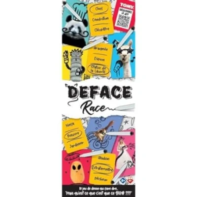 Afbeelding van Tomy Games T73588 Deface Race, Familie tekenspel voor 4 of meer spelers, volwassenen en kinderen vanaf 8 jaar, meerkleurig