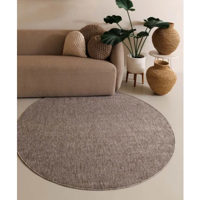 Afbeelding van Rond Vloerkleed Lush Taupe/lichtgrijs 120 Cm
