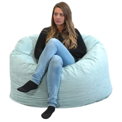 Afbeelding van bananair Reuzenpoef peer 100 cm corduroy zeer comfortabel gevuld met versnipperd schuim vloerkussen voor gaming fauteuils, stoel, bank Gemaakt in Frankrijk (groen)