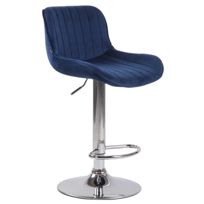 Afbeelding van Barkruk Mandal Velvet Chrome frame Blauw