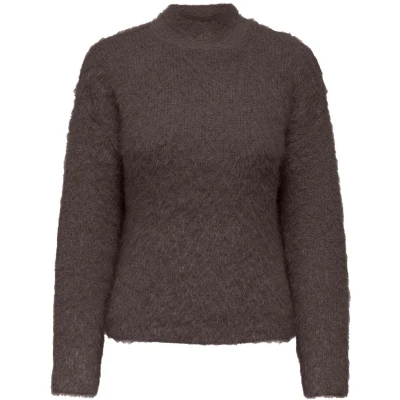 Afbeelding van Only Trui Onllulu Ls Rib Highneck Cc Knt 15350651 Seal Brown Dames Maat XL