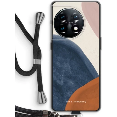 Afbeelding van Case Company® hoesje met Koord geschikt voor OnePlus 11 Geo #1 Telefoonhoesje Zwart Bescherming aan alle Kanten en Over de Schermrand
