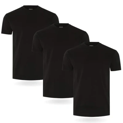 Image de FM London Lot de 3/5 T shirts pour homme qualité supérieure avec un design légèrement ajusté shirt super doux fabriqué en 100% coton extensibles toutes