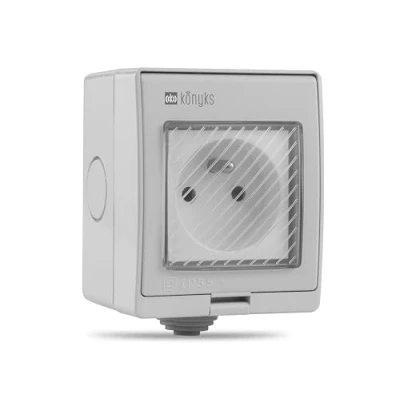 Afbeelding van Konyks Pluviose FR WiFi buitenstopcontact, IP55 waterdicht, compatibel met Smartlife en Tuya, Amazon Alexa Google Home