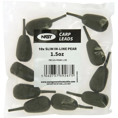 Afbeelding van NGT Leads Slim Pear Inline Lood 2.5oz (10 Stuks) Vislood