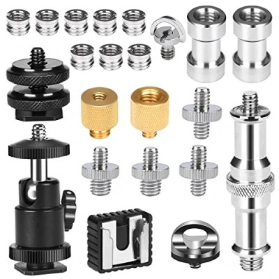 Afbeelding van Noos uitbreiding 22 stuks 1/4 inch tot 3/8 kogelkop met roestvrijstalen schroef voor cameraschroef, statief, monopod en nog veel meer.