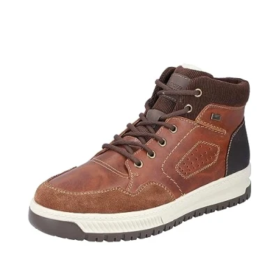Afbeelding van Rieker Sneakers hoog, Heren, Maat: 47, Sattel amaretto braun moro Leer en textiel