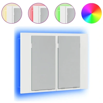 Afbeelding van vidaXL Badkamerkast met spiegel en LED 60x12x45 cm acryl wit