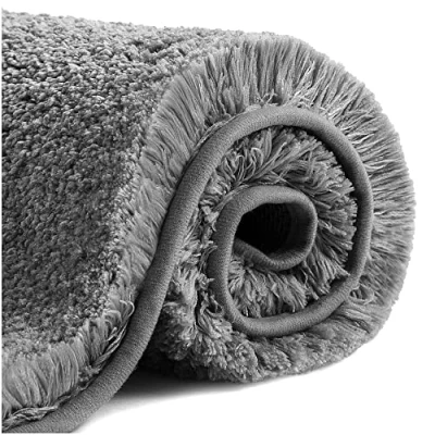 Afbeelding van Badmat Antislip badtapijt Verdikt badkamertapijt Zacht Fluffy Microfiber badmat, superabsorberend, machinewasbaar, sneldrogend 50 x 80cm (donkergrijs)