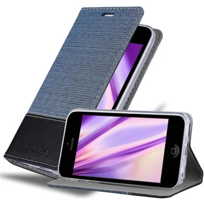 Afbeelding van Cadorabo Hoesje geschikt voor Apple iPhone 5C in DONKERBLAUW ZWART Beschermhoes met magnetische sluiting, standfunctie en kaartvakje Book Case Cover Etui