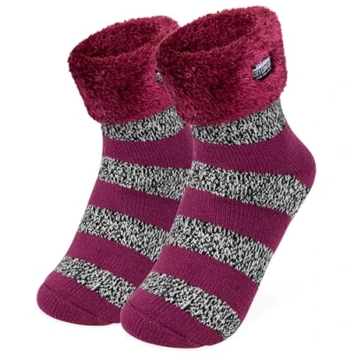 Afbeelding van CityComfort Damessokken, fantasie, antislip, voor dames, winter, Paars.