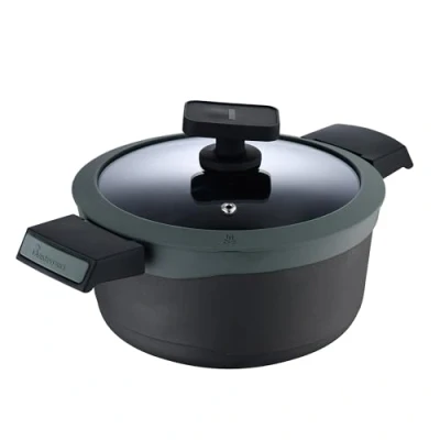 Afbeelding van Kookpan met Deksel Masterpro Reeco BGMP8106 Zwart Aluminium Siliconen (Ø 20 x 10 cm) (1,3 L)