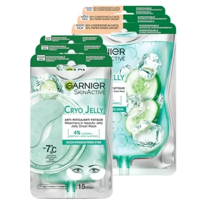 Image de Garnier SkinActive Cryo Jelly masque contour des yeux anti fatigue en tissu effet glace 3 applications + facial
