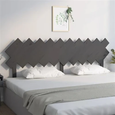 Afbeelding van Hoofdbord 196x3x80,5 cm massief grenenhout grijs