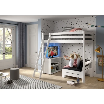 Afbeelding van LUCEVI Pino Mezzanine bed + boekenkast Slaapfauteuil Wit 90x200 cm