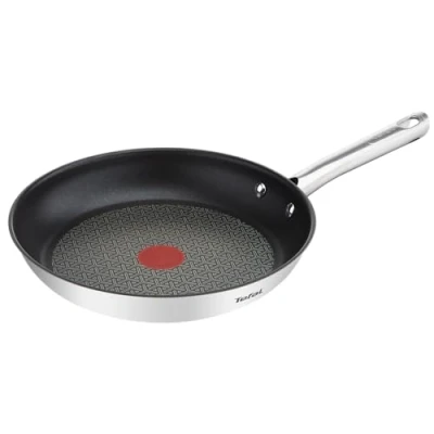 Image de Tefal Poêle 32 cm, Induction, Revêtement antiadhésif, Acier inoxydable 18/10, Garantie 10 ans, Base 3 couches, Cuisson saine, Saisie parfaite, Duetto A7040863
