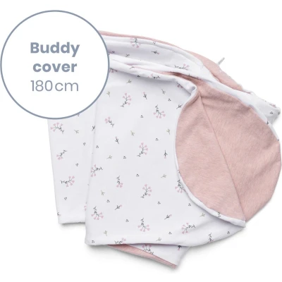 Afbeelding van Doomoo Buddy Cover Hoes voor Voedingskussen Biologisch Katoen 180 cm Flower Pink