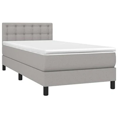 Afbeelding van vidaXL Boxspring met matras stof lichtgrijs 90x200 cm