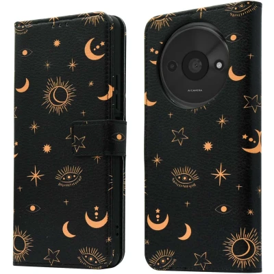 Afbeelding van iMoshion Hoesje Geschikt voor Xiaomi Redmi A3 Met Pasjeshouder Design Bookcase smartphone Zwart / Sky Black