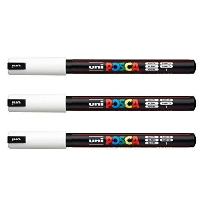 Afbeelding van UNI BALL posca PC 1MR Marker, wit, 3 stuks
