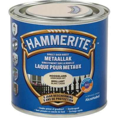 Afbeelding van Hammerite Hoogglanslak Gebroken Wit 250 Ml