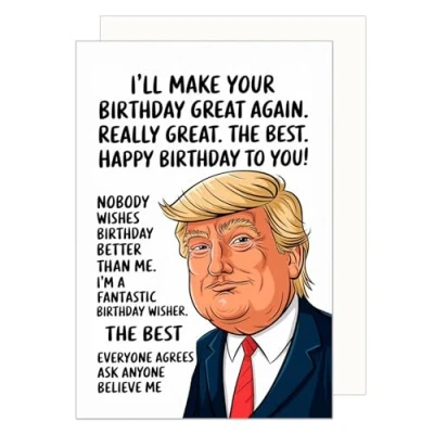 Afbeelding van Edition Seidel Hoogwaardige verjaardagskaart met envelop, wenskaart spreuk &quot;Happy Birthday&quot; voor mannen, vrouwen, Amerika, grappige Trump (G3689 SW024)