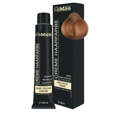 Image de FemMas Teinture pour cheveux, 100 ml, crème professionnelle, enrichie à l’huile d&#039;argan nourrissante, de kératine et céramides, comme coloration permanente ou teinte, blond clair chocolat intense 9.99