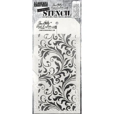 Afbeelding van Tim Holtz THS 032 Stampers Anonymous Sjabloon Flourish wit 10,5 x 21,6 cm