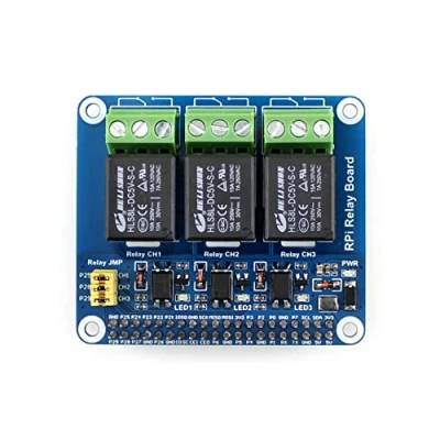 Afbeelding van Waveshare RPi relay Board, met 3 weg control, Pi 40PIN GPIO Extension Header, compatibel Raspberry Series Boards, gebruikt voor om hoge voltage/stroomapparaten te regelen