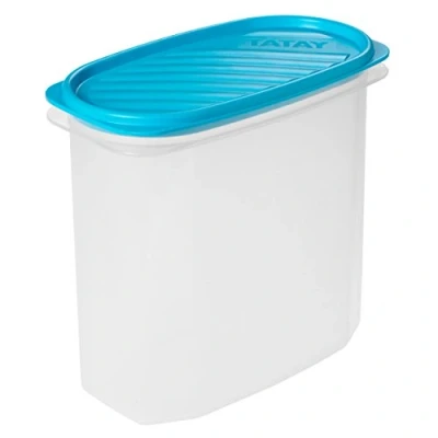 Image de Tatay Boîte de conservation sous vide 2 l, couvercle à pression flexible, sans BPA, passe au micro ondes et lave vaisselle, bleu, dimensions : 18,4 x 9,7 17,8 cm