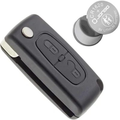 Afbeelding van Jongo Sleutelhoes zonder lemmet compatibel met Peugeot 207 307 308 407 3008 5008 &amp; Citroen C2 C3 C4 C5 C6 C8 CE0536 1 x CR1620 batterij Plip autosleutelbehuizing afstandsbediening 2