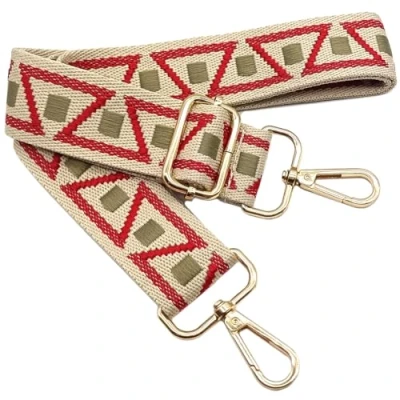 Afbeelding van Kleurrijke schoudertas voor dames, brede schouderriem, rood, groen, verstelbare schouderriem met gouden karabijnhaak, duurzaam schoudertas, tas, doe het zelf, accessoires