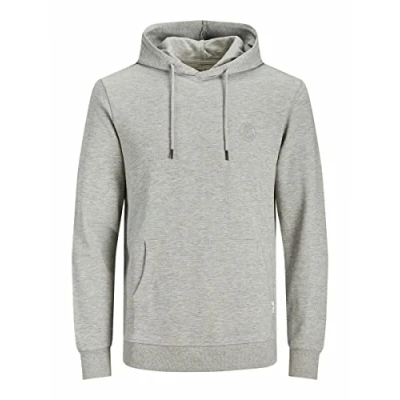 Afbeelding van JACK &amp; JONES Jjebasic logo Sweat Hood Noos heren Sweatshirt met capuchon, Light Grey Melange, XXL