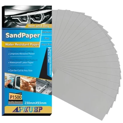 Afbeelding van ALPXUXP 30 vellen schuurpapier korrel P1500, professioneel schuurpapier, nat en droog, voor auto, metaal, houten meubels, steen, verf, glas, 23 x 9 cm