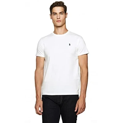 Afbeelding van POLO RALPH LAUREN Custom Slim Fit gebreid T shirt, Wit.