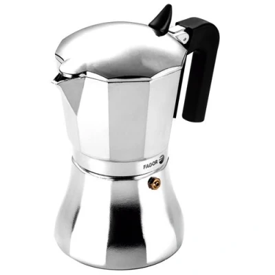 Image de Cafetière Expresso Italienne Induction Aluminium 9 Tasses Café Vitrocéramique FAGOR Cupy Argent