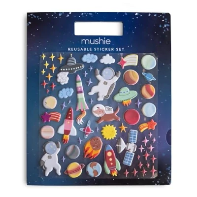 Afbeelding van Mushie herbruikbare 3D stickers met achtergrond ruimtevaart
