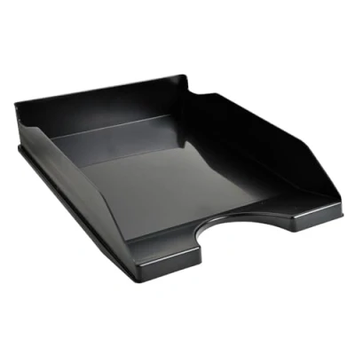 Afbeelding van Exacompta Ref. 123014D Set van 10 ECOTRAY brievenbakken nuttige afmetingen 34 x 25 6,5 cm voor documenten in A4+ formaat kleur zwart Blauer Engel gecertificeerd
