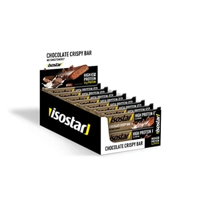 Afbeelding van 16 x Isostar High Protein 30 Bar Crispy Chocolade Eiwitreep voor krachtsport
