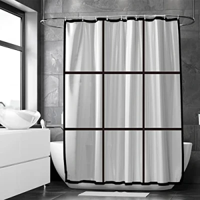 Afbeelding van Loti Living Douchegordijn Anti Schimmel Mat Transparant Zwart Inclusief ringen Waterdicht PEVA 180x200 cm