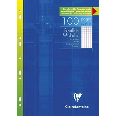 Image de Etui de 100 feuillets mobiles Clairefontaine 21 x 29,7 cm