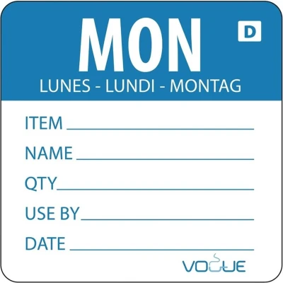 Afbeelding van Oplosbare voedseletiketten daglabels maandag/blauw Vogue, 250 stuks