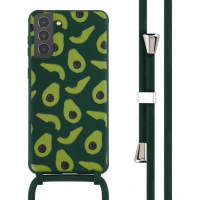 Afbeelding van iMoshion hoesje Geschikt voor Samsung Galaxy S21 Plus met koord Siliconen design Groen / Avocado Green