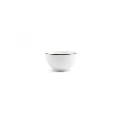 Afbeelding van BonBistro Kom 14xH8cm black rim Basic White (Set van 6)