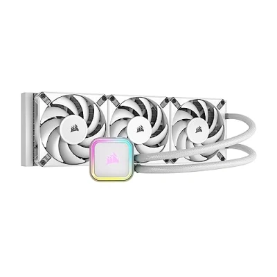 Afbeelding van Corsair H150i RGB ELITE white Vloeistofkoelsysteem processor afmeting radiator: 360 mm (voor: LGA1700, LGA1200, 115x, LGA2066, AM5, AM4) 3x 120 AF120 fans wit