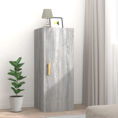 Afbeelding van Wandkast 34,5x34x90 cm bewerkt hout grijs sonoma eikenkleurig