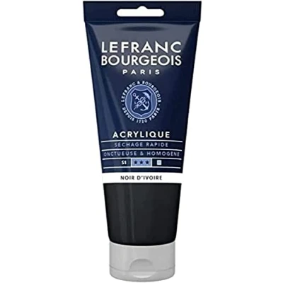 Image de Lefranc Bourgeois peinture acrylique noir ivoire opaque satin fine 80 ml