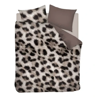 Afbeelding van Snoozing Jaguar Flanel Dekbedovertrek Tweepersoons 200x200/220 cm + 2 kussenslopen 60x70 Taupe